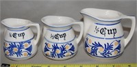 (3) Vtg Ceramic Handled Measuring Cups 1/2 1/3