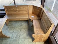 Corner wooden booth bench