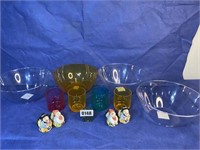 Bowls & Glasses w/2 Pair of Turkey S/P Shakers