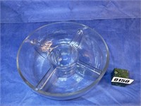 Glass Divided Relish Bowl, 11"Diameter