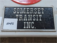 Somerset Transit Inc. Metal Sign Plate