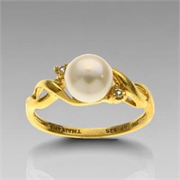 Pearl Ring set in 18K Gold over Sterling Silver