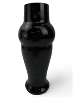 Vtg Black Glass Czech Vase
