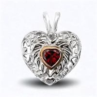 Garnet Sterling Silver Heart Pendant