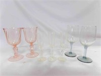 Set of (2) Pink Swirl Rosaline Goblet Water Wine &