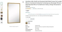 SE5515 Brushed Gold Metal Rectangle Mirror, 24x36