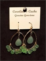 Green & Gold Statement Gemstone Earrings