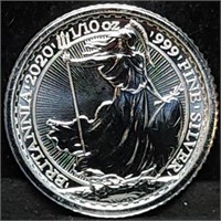 1/10 oz .999 Silver 2020 Britannia Gem BU