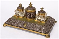 19th Century Continental Brass Desk Set,