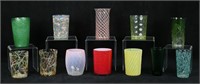 12 Multicolor Glass Tumblers 19th And 20th Century