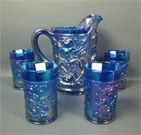 Imperial ALIG Blue Luster Rose 5 Pc Water Set