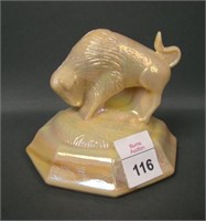 Summit Art Glass Carmel Slag Buffalo Paperweight