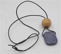 TUMBLED DUMORTIERITE & WOOD BEAD NECKLACE