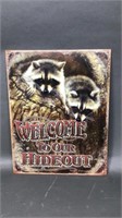 Raccoon Metal Sign