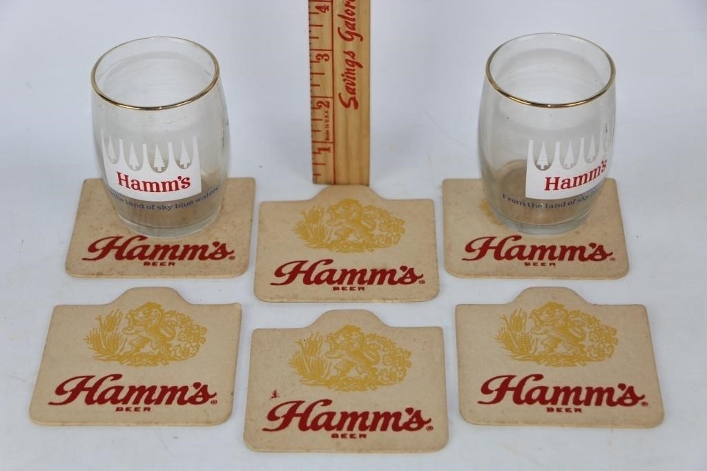 Vintage Hamm's Beer Glasses & Coasters