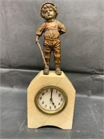 Marble Desk Clock with german Boy Topper