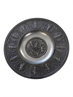 Antique Chiseled and embossed Pewter Plate