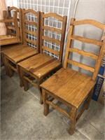 Set of five heavy solid wood chairs