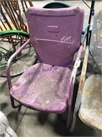 Square-back metal lawn chair rocker, lilac