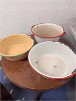 3 Vintage Enamel Bowls