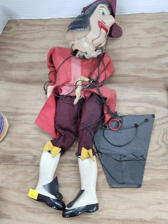 Vintage captain hook marionette puppet