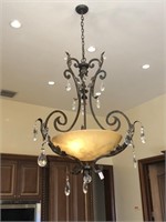 Alabaster & crystal chandelier