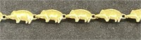 14K Gold Pig Bracelet 4.5 Grams