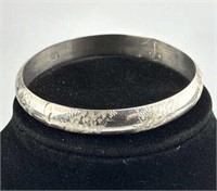 925 Silver Engraved Hinged Bracelet