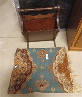 Magazine rack and large rug. Rug is Approx 5ft X