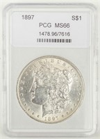 Coin 1897  Morgan Silver Dollar PCG MS66