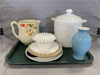 Hall's Pottery Pitcher and Other Glassware Items