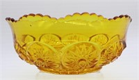 Amber Yellow Pressed Glass Bowl