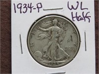 1934 P WALKING LIBERTY HALF DOLLAR 90%