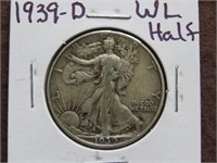 1939 D WALKING LIBERTY HALF DOLLAR 90%