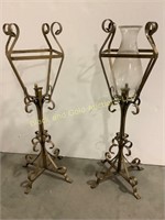 Pair of 22" Tall Brass Floor Sconces