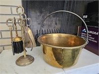 Brass Pot & Fireplace Tools