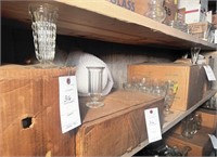 Shelf of Glassware Including Mugs, Pilsner Glasses