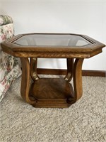 Very Nice Set of 2 End Tables with Glass Inserts