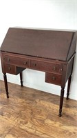 Hardwood antique secretary desk, 4 drawers, dark