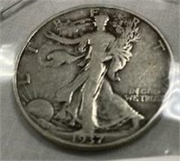 Lot 26- 1937 Silver Walking Liberty Half 90% Sil
