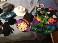 Winter gloves, hats, Halloween Bags
