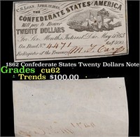 1862 Confederate States Twenty Dollars Note Grades