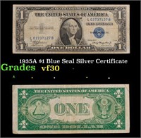 1935A $1 Blue Seal Silver Certificate Grades vf++