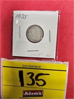 1835 CAPPED BUST 10 CENT PIECE