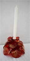 Art Glass With Gold Aventurine Fleck Candle Holder