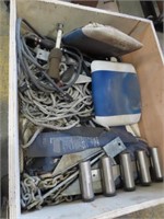 Box of assorted boating parts.