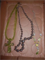 Jewelry-group of 3-Lime cross, beads