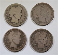 4-KEY DATE BARBER QUARTERS AS LISTED: