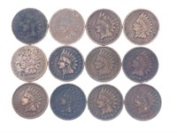 (12) Indian Head Pennies - 1882, 1883, 1887,