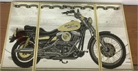 Framed 3-Panel Harley Davidson Motorcycle Mirror